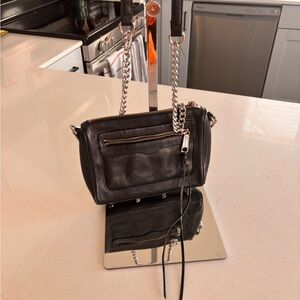 Rebecca Minkoff Black Leather Crossbody Bag with Chain Strap